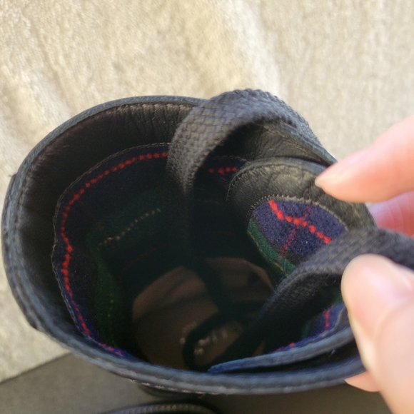 CHANEL Thistle Tall Calfskin Lace Up Work Boots Plaid Lining 2014 - Picture 8 of 10